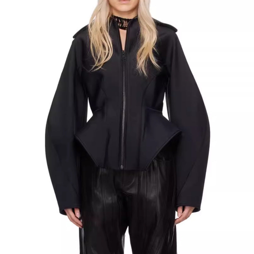 Haut à manches évasées plissées et ensemble jupe longue avec ceinture à la taille – Rosiny 