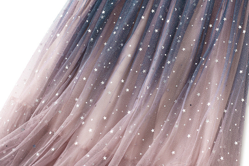 ombre tulle midi skirt with star embellishment – LUNARIA
