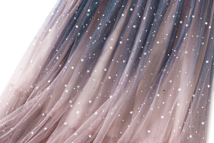 ombre tulle midi skirt with star embellishment – LUNARIA