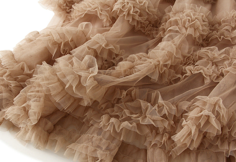 tiered tulle skirt with horizontal ruffle bands – BLOORA