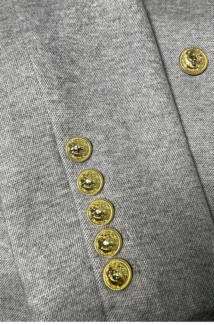 tailored double-breasted blazer with gold buttons – COMMAND