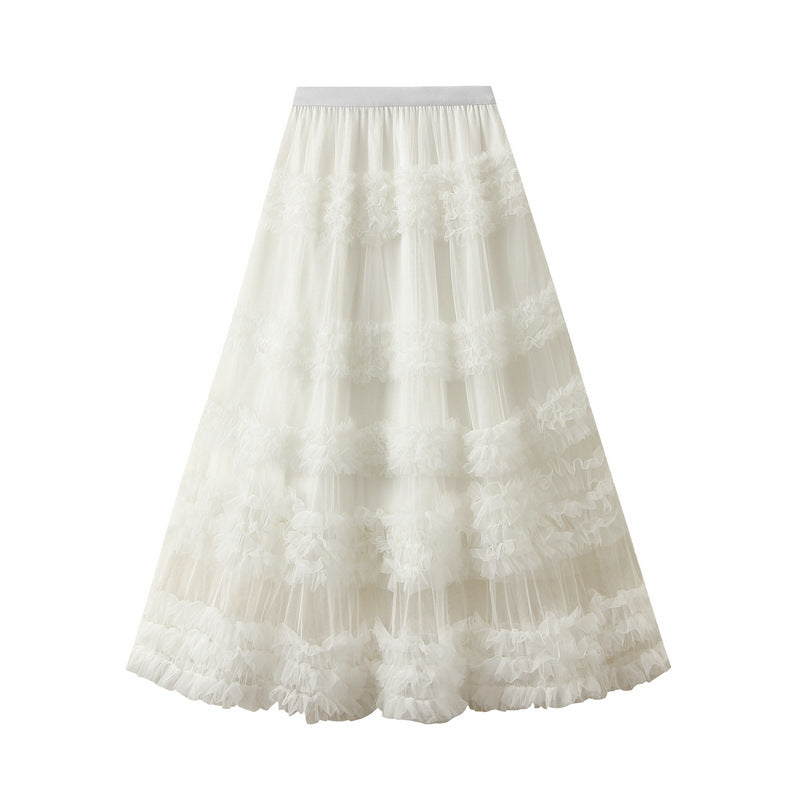 tiered tulle skirt with horizontal ruffle bands – BLOORA