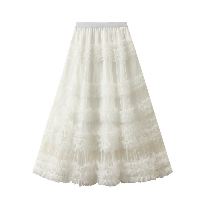 tiered tulle skirt with horizontal ruffle bands – BLOORA