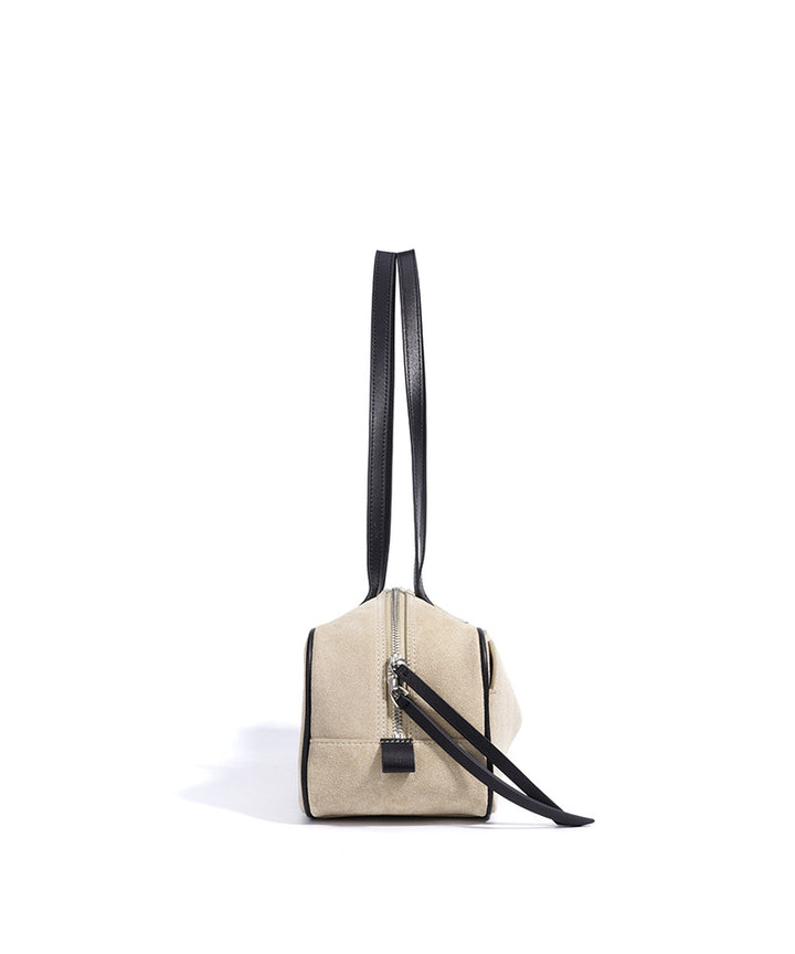 suede shoulder bag with contrast leather straps – SIENNALA