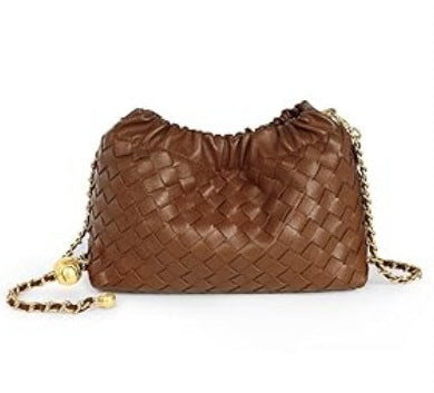 编织藤条手提包，配有双层皮革手柄 – LÉONIE 