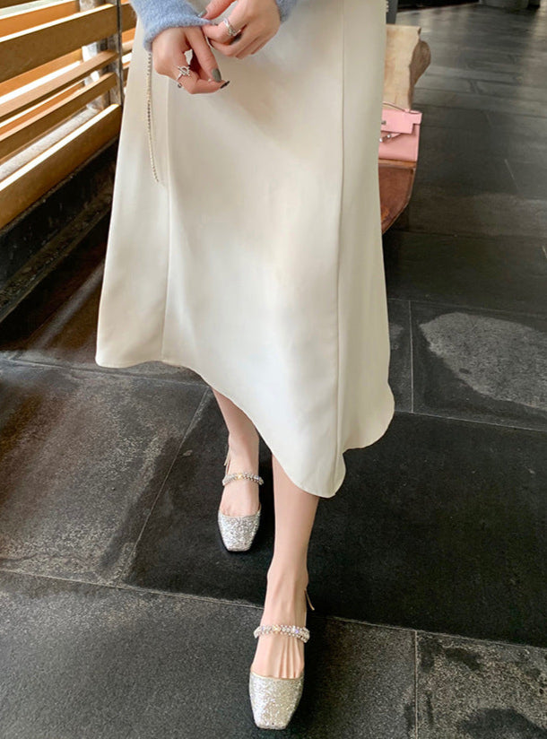 Haut à manches évasées plissées et ensemble jupe longue avec ceinture à la taille – Rosiny 