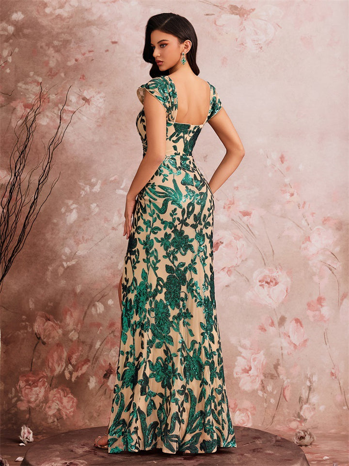 Geplooide top met uitlopende mouwen en maxi-rok set met tailleband – Rosiny 