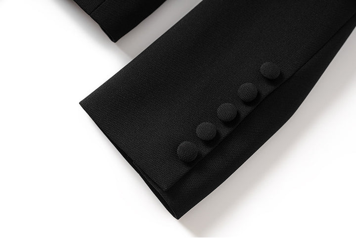 Embellished double-breasted blazer with crystal brooch – JEWEL