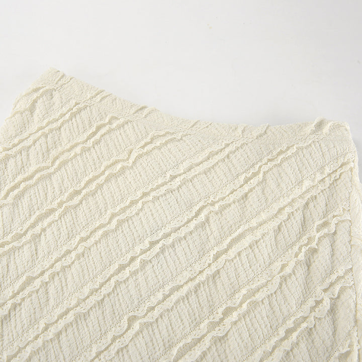 تنورة عمودية عالية الخصر بخطوط قطرية منقوشة – سيرينيلكي