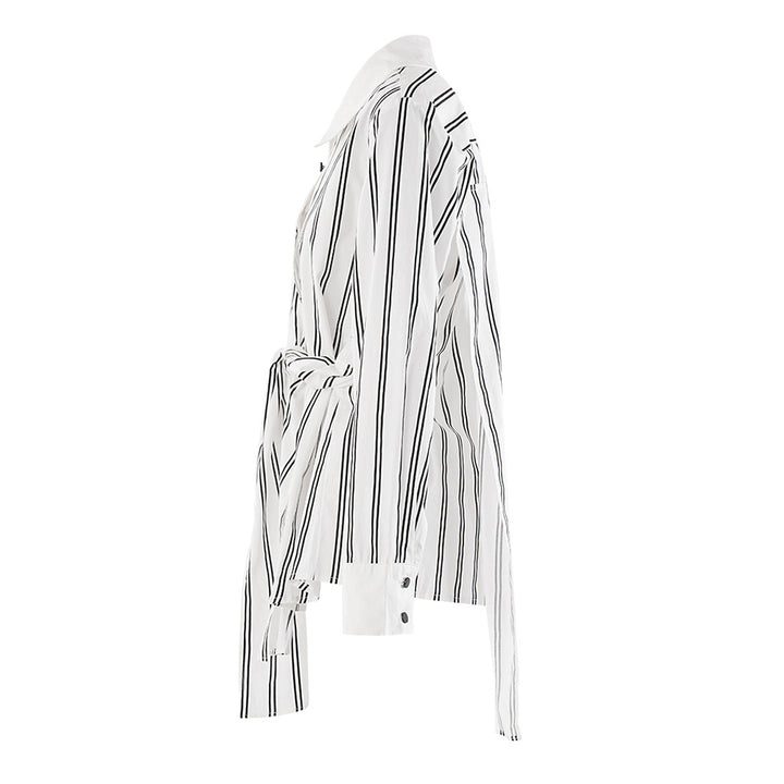 Striped Wrap Shirt with Waist Tie – ABDALLUH