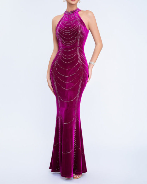 halter gown with crystal chain embellishments – NOVACIL