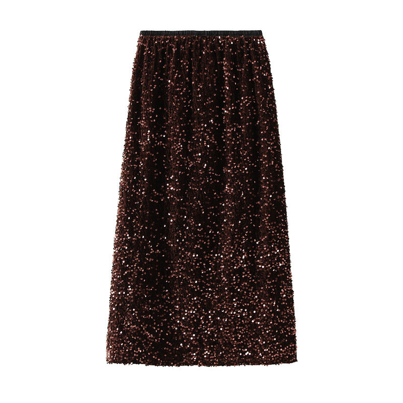 full sequin A-line midi skirt – LUNARG