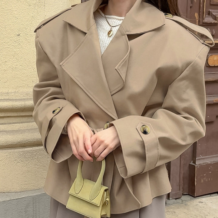 belted trench-style jacket with wide lapels – KARA
