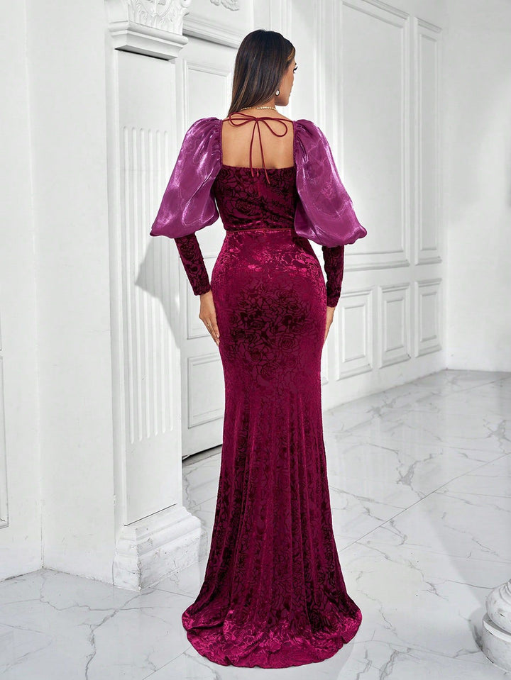 Plissiertes Oberteil mit ausgestellten Ärmeln und Maxirock-Set mit Taillengürtel – Rosiny 