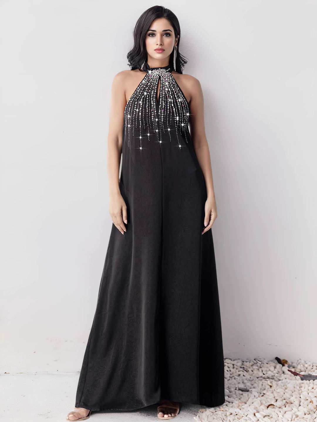 costume évasé sur mesure avec manches bouffantes en satin – VALENCIA 