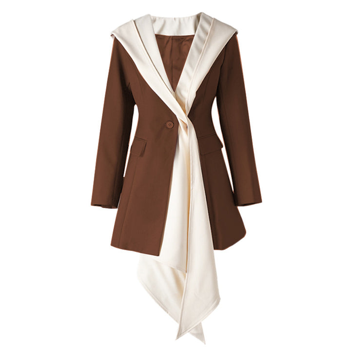 Asymmetric contrast lapel blazer – LUNA