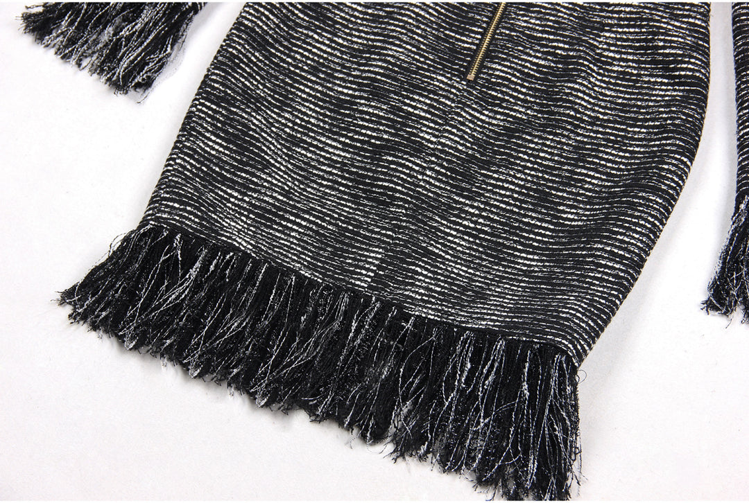 Geplooide top met uitlopende mouwen en maxi-rok set met tailleband – Rosiny 