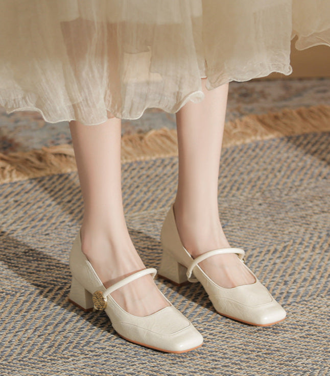 حذاء بكعب مربع مع حزام رفيع - أريانري