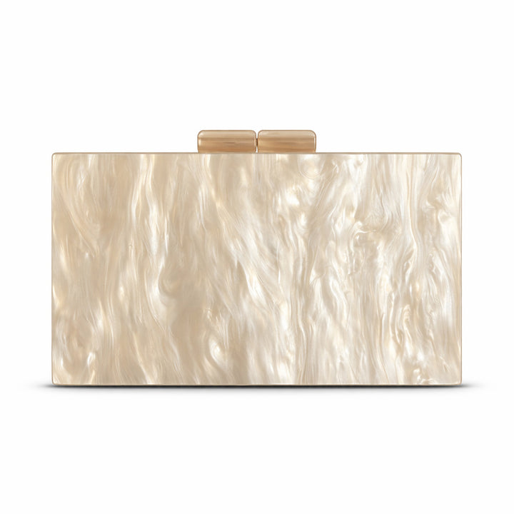 rectangular marbled clutch with glossy finish – ROSÉ