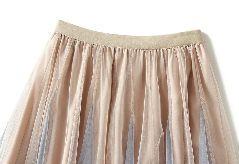 ombré tulle midi skirt with layered pleats – AURORA