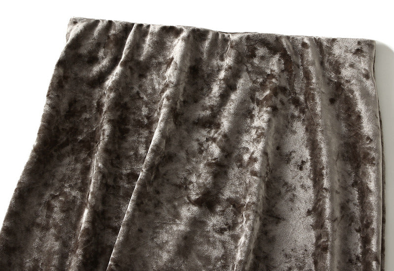 تنورة ماكسي مخملية بنسيج مجعد – أورا