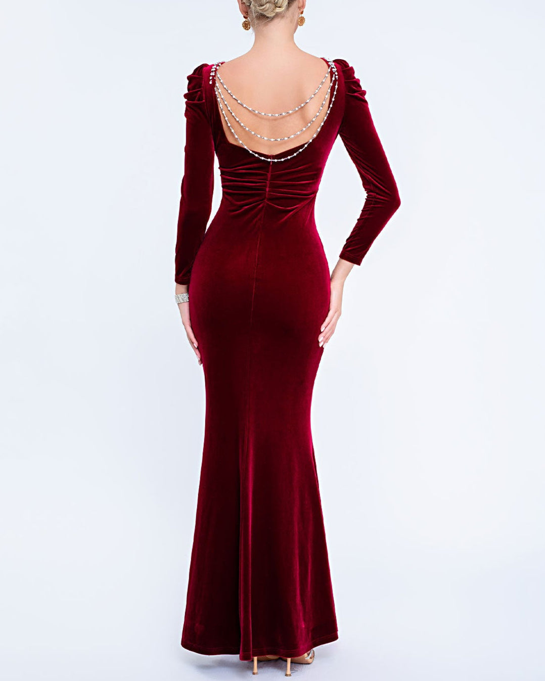 Geplooide top met uitlopende mouwen en maxi-rok set met tailleband – Rosiny 