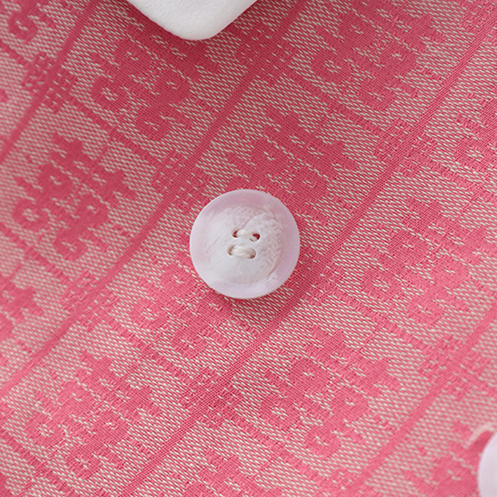 double-breasted jacquard blazer with satin lapel – ROSÉ