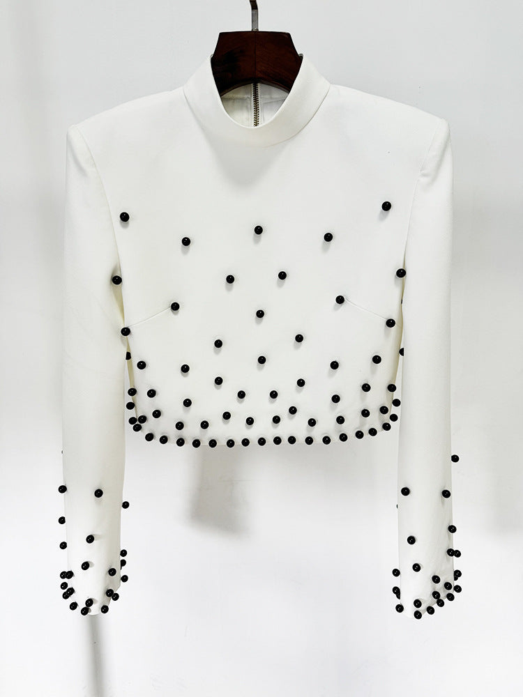 قمة محصول مرصعة وتنورة العمود طقم مع منصات الكتف - زيدي