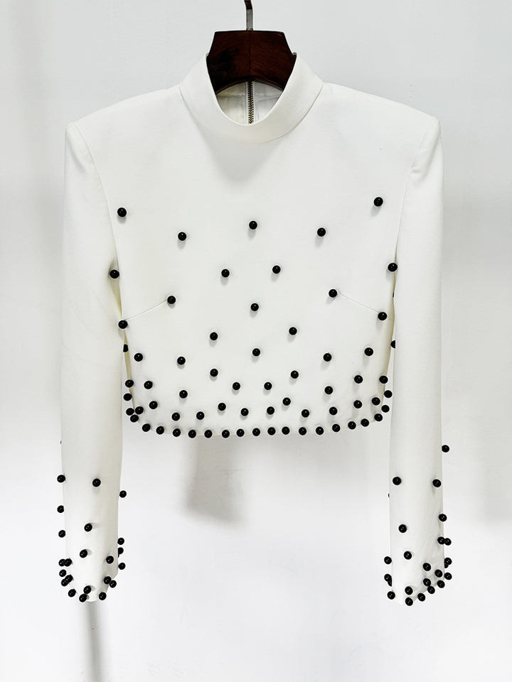 قمة محصول مرصعة وتنورة العمود طقم مع منصات الكتف - زيدي