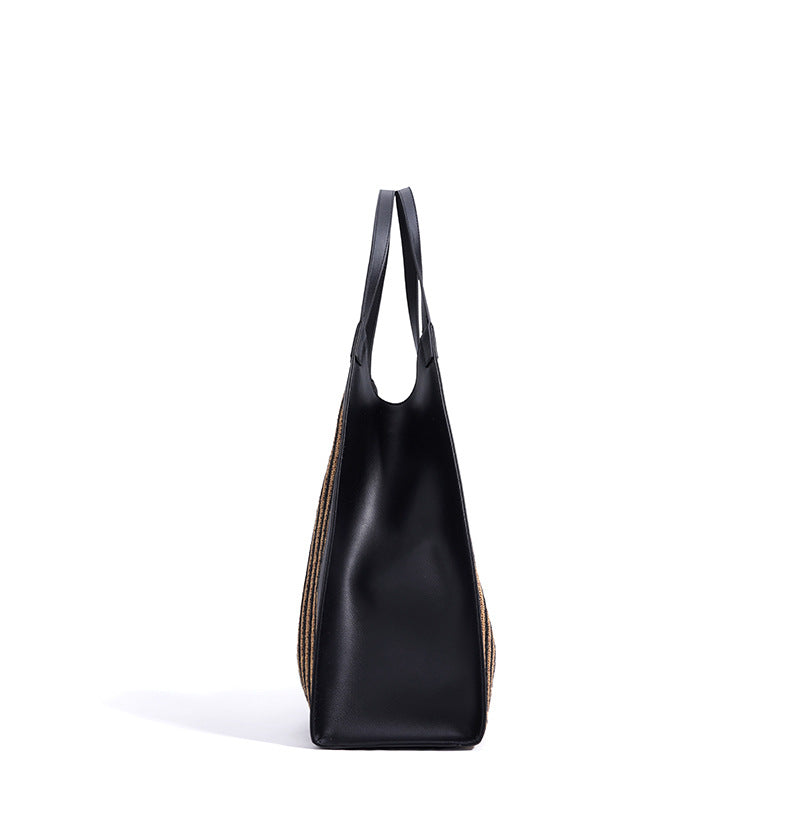 striped woven tote bag with leather edges – MIRAVLI