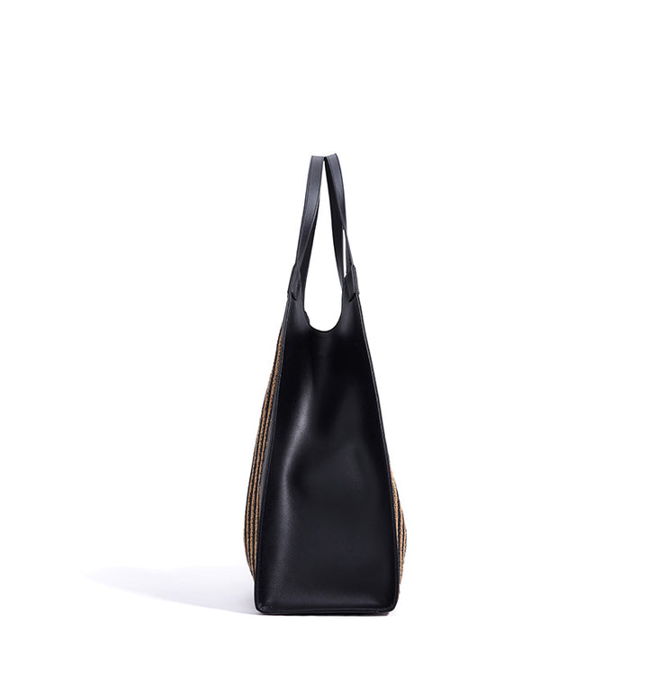 striped woven tote bag with leather edges – MIRAVLI
