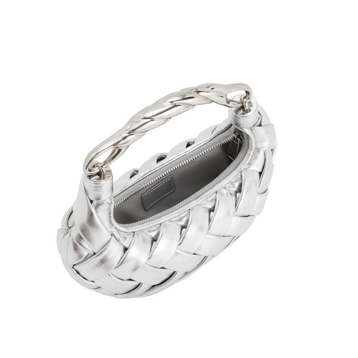 woven mini shoulder bag with gold twisted handle – KARMA