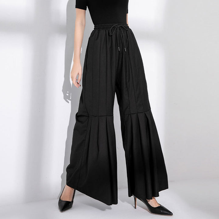 wide-leg pants with pleated panel details – PLEAT