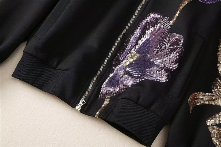 embroidered sequin bomber jacket – VIOLET