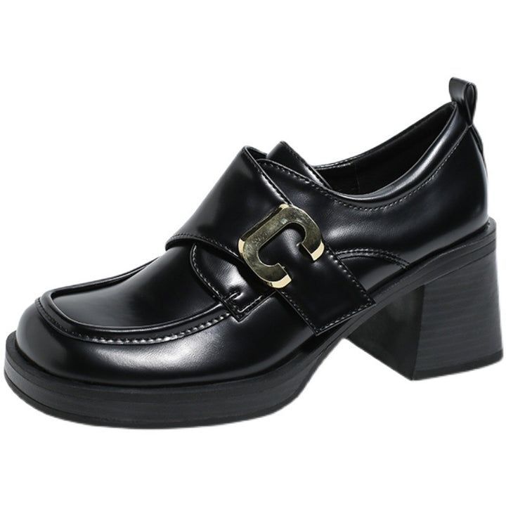 حذاء بكعب سميك مع مشبك ذهبي – سيلينفرو