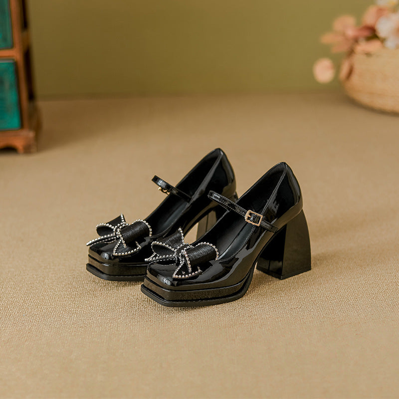 platform pumps with rhinestone bow strap – VIOLETIX