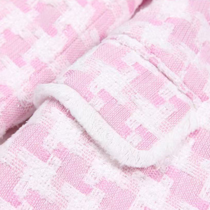 سترة تويد بنقشة مربعات صغيرة مع حافة هامشية - لون أرجواني