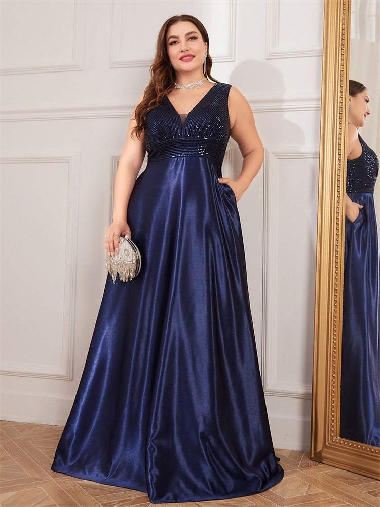 sleeveless satin gown with sequin bodice – RADIANCE