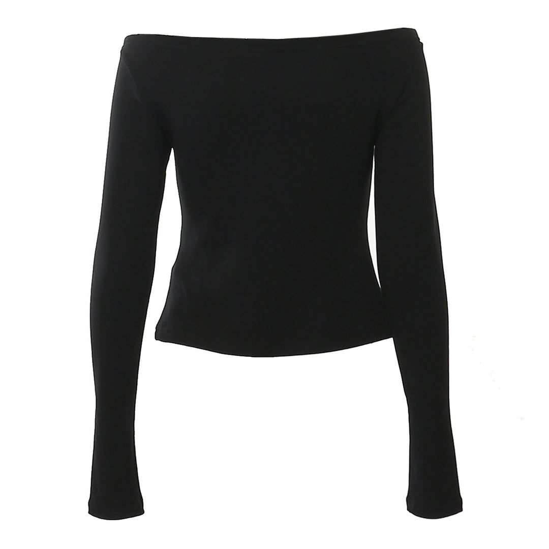 off-shoulder long sleeve top with buckle strap – SABER