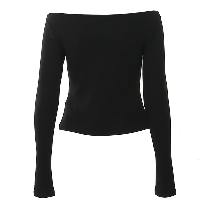 off-shoulder long sleeve top with buckle strap – SABER