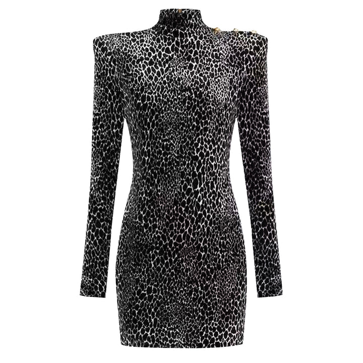 long sleeve mini dress with animal print – NAYANRI