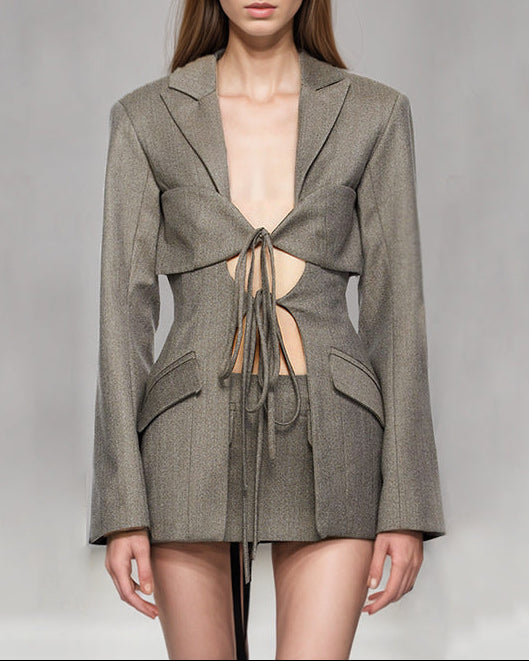 Geplooide top met uitlopende mouwen en maxi-rok set met tailleband – Rosiny 