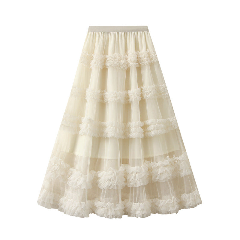 tiered tulle skirt with horizontal ruffle bands – BLOORA