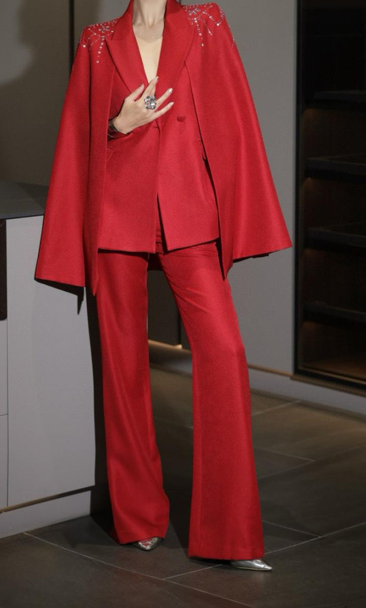 cape-shoulder tailored suit set – VERA