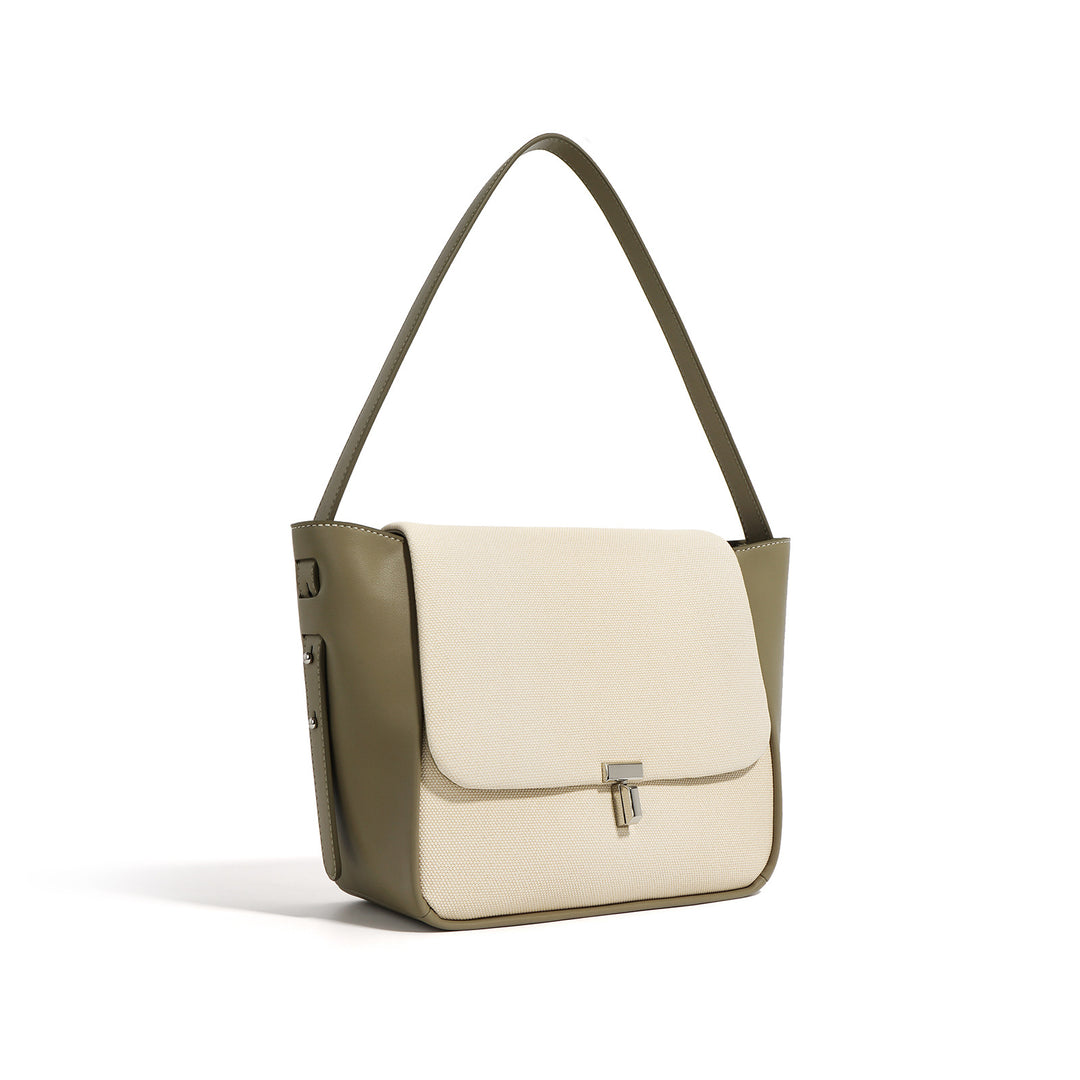 structured canvas bag with leather trim - TERRA