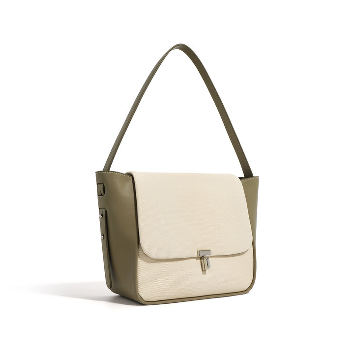 structured canvas bag with leather trim - TERRA