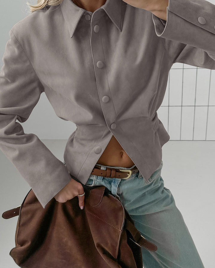 structured suede jacket with asymmetric front – VERA