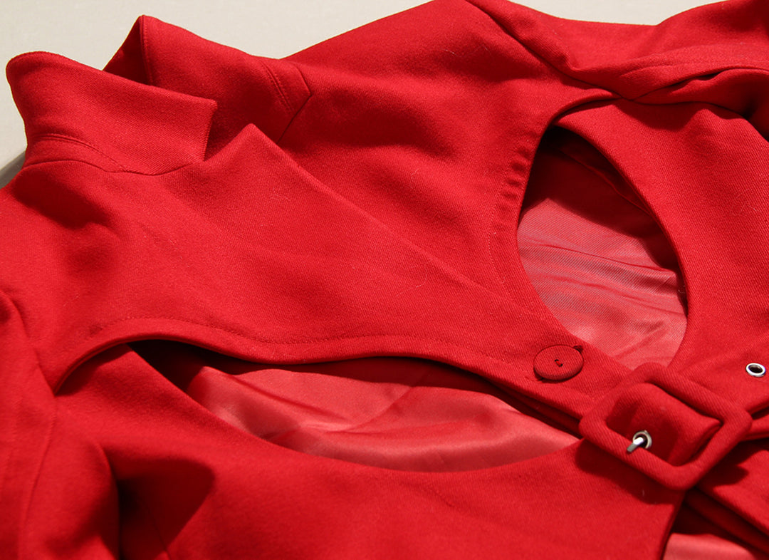 cut-out belted blazer with structured silhouette – SCARLET