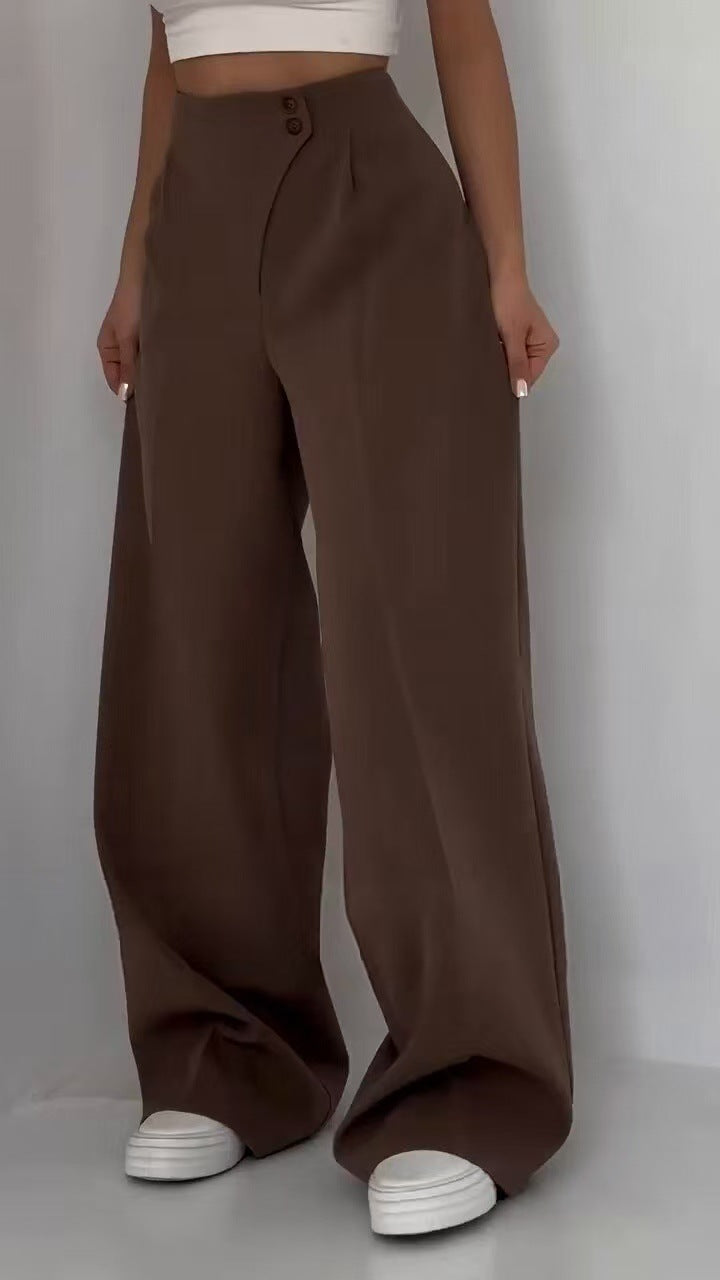 High-Waist Wide-Leg Tailored Pants – MOCHA