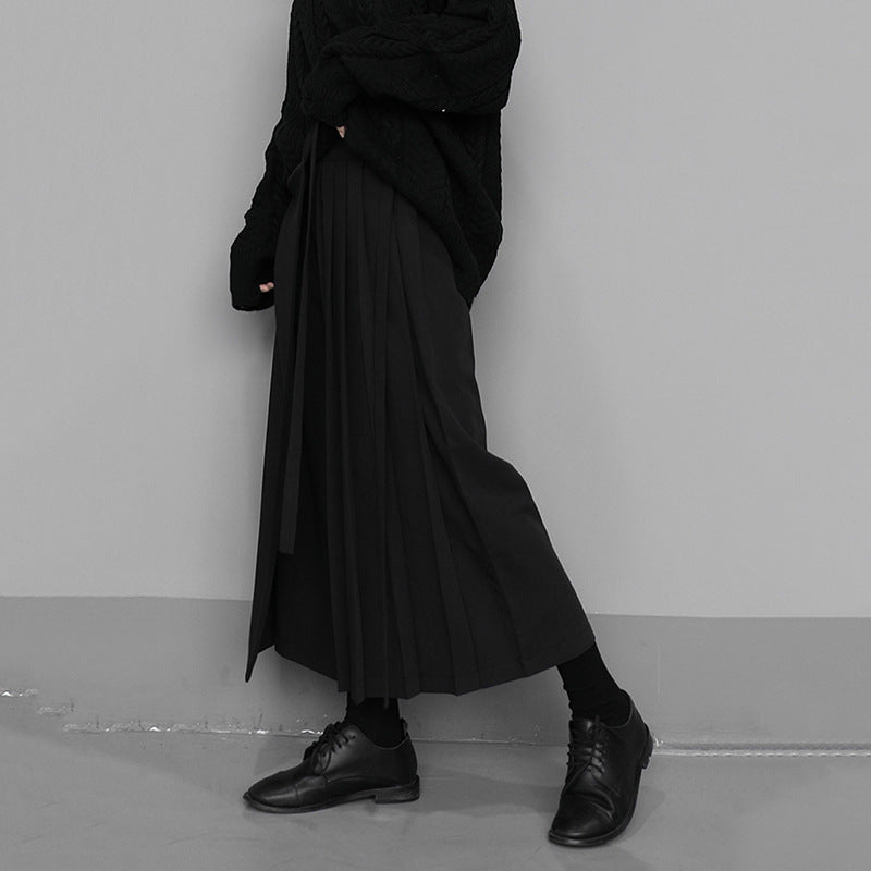 pleated wrap wide-leg pants with tie waist – NOIRIS